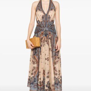 ZIMMERMANN Ascension open-back printed cotton-voile halterneck maxi dress